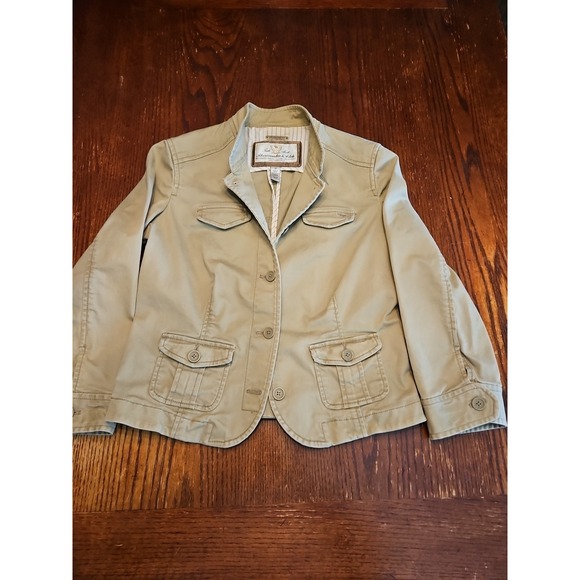 Abercrombie Fitch Jacket Youth Girls Medium Beige Khaki Y2K Military Style (A536 - Picture 1 of 8